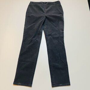 Talbots Pant Trouser Grey Corduroy Side Zipper Straight Leg Winter Sweater Knit